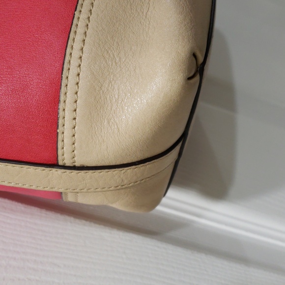Coach Two-Tone Pink & Tan Leather Hobo Bag – Stylish Shoulder Purse - 11"x8"x4" - Picture 6 of 12